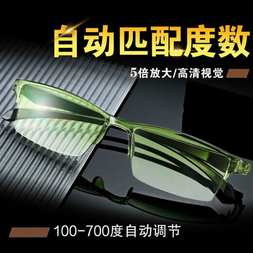 Hong Kong Spur full smart reading glasses men's automatic adjustment degree zoom long and near dual-purpose high-definition anti-blue light middle-aged and elderly old-age girl Zoom blue [100-700 degrees fully automatic adjustment]