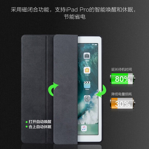 Heavy equipment old iPad Pro12.9 protective cover with pen slot a1584 tablet computer leather case 2017 old a1670 shell anti-fall case Piano gray [den jeans with pen slot] ipad pro2015/2017 (12.9 inches)