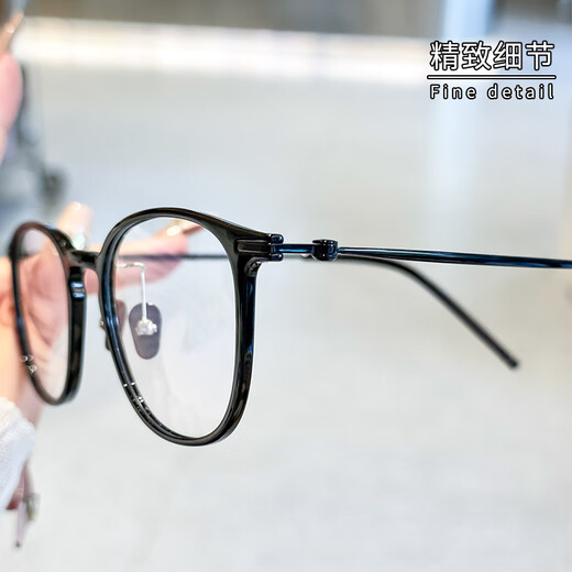 MUZi 宽边卡琳纯钛眼镜框超轻近视眼镜架女款素颜眼睛框钛 透茶 单镜框 9207