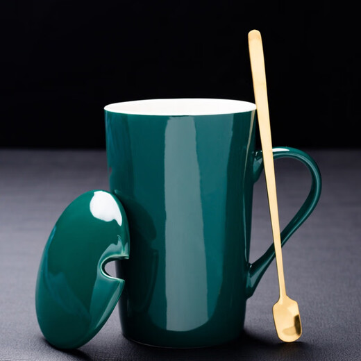 Jinshun Xinrong Twelve Constellations Creative Personalized Cup Ceramic Mug with Covered Spoon Home Drinking Cup Office Tea Cup Couple Black Libra (with Covered Spoon) 401-500ml