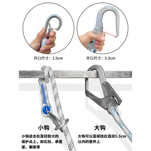 Customized full-body five-point safety belt, national standard rope for high-altitude work, wear-resistant protection, large double hook, 5-point European safety belt, five-point type 2F single small hook 2F 2-meter rope, five-point type/double small hook/2-meter rope