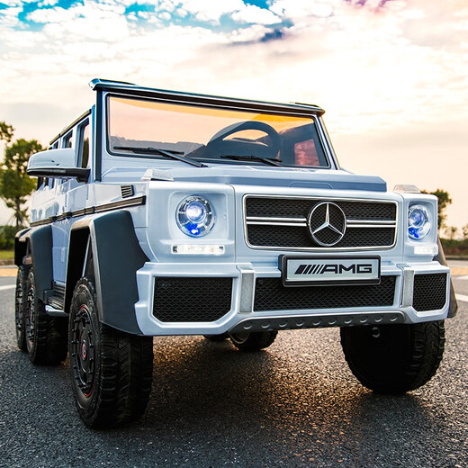 Jianhou extra large two-seater Mercedes-Benz children's electric car four-wheel drive remote control six-wheel car big G toy car pickup truck large black + four-wheel drive plastic wheels swing + dual batteries