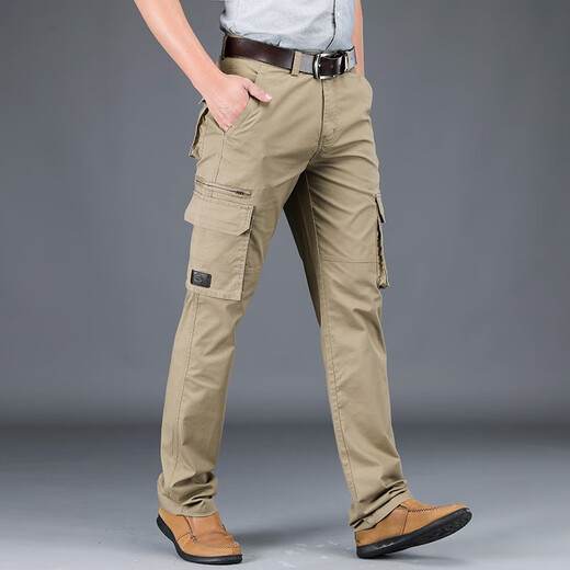 
JEEP SPIRIT Jeep Casual Working Pants Men's Multi-Pocket Straight Loose Pants Trendy Spring and Summer Men's Pants 9923 Thin 9923 Thin Khaki Size 31 2ft 3