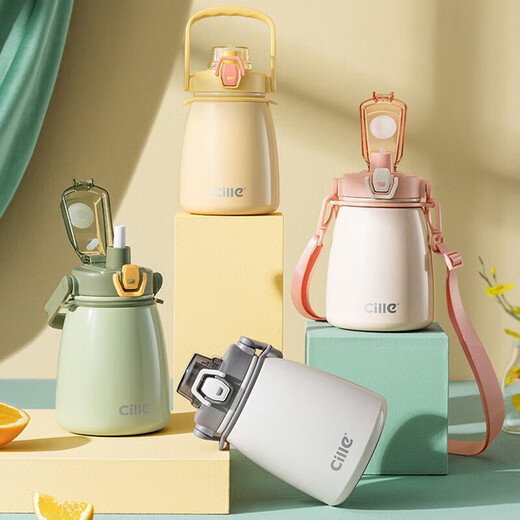 Xile Internet celebrity big belly cup 316 liner female students outdoor sports portable thermos cup children's water cup purple 880ml