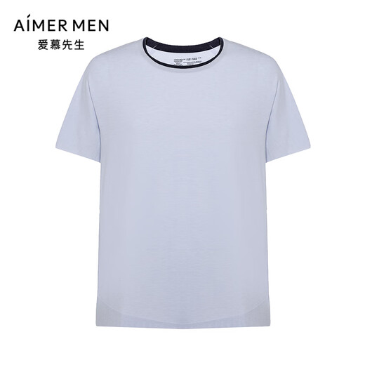 
Mr. Aimu 23SS 30th Anniversary - Seaweed Sleeping Clothes Men's Round Neck Pull-up Short Sleeve NS41J671 Light Blue 9VA L (170)