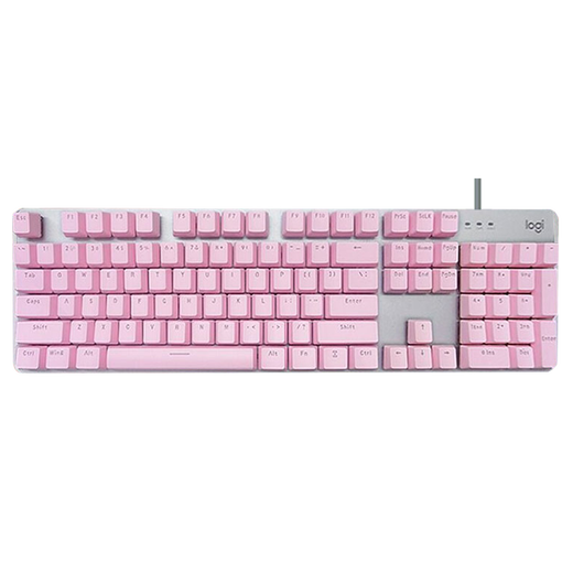 罗技（Logitech） K845有线机械键盘 全尺寸彩色办公游戏背光键盘 蓝色妖姬键盘 吃鸡LOL舒适键盘 罗技K845茶轴—樱花粉-送桌垫