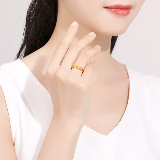 Saturday Fortune (ZLF) Gold Ring Women's Pure Gold 999 Single Stackable Aperture Tail Ring Bracelet Price Glossy No. 11 - 1.33g