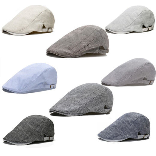 Kingtrip Beret Men's British Cotton и льняная шляпа Tide Spring и лето Тонкая простая повседневная передняя шляпа Универсальная бейсболка сетка белый размер одиночного размера