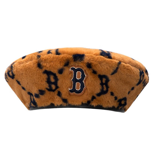 MLB beret men's and women's imitation lamb velvet presbyopia LOGO casual warm hat spring 3ACBMF126-43BGD Boston/dark beige S