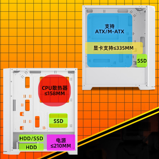 Golden Field FM01 Snow Mounted Iron Mesh Hole High Flow Cooling Wide Body Desktop-Computer-Hauptgehäuse unterstützt großes ATX-Motherboard/8 Lüfterpositionen/240 Kühlkörper