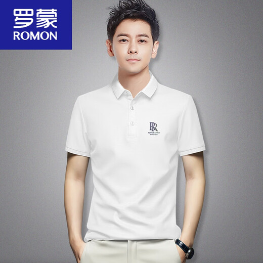 ROMON (ROMON) double R corsage POLO Paul shirt Paul short-sleeved T-shirt men's summer black slim-fit trendy and versatile middle-aged clothes cotton flip-up * collar short * sleeve 22#xsx9209 black M 90-120Jin [Jin equals 0.5 kg]