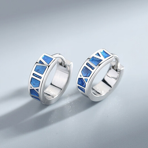 Crystal earrings for men, S925 silver earrings, earrings, Roman numeral earrings, single and double ear jewelry, birthday gifts for boyfriend, black Roman numerals, 925 silver, one pair