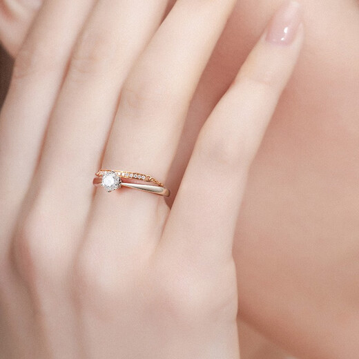 Chiba Jewelry 18k gold rose gold diamond ring for women soft chain row of diamonds adjustable ring for girlfriend birthday gift adjustable ring