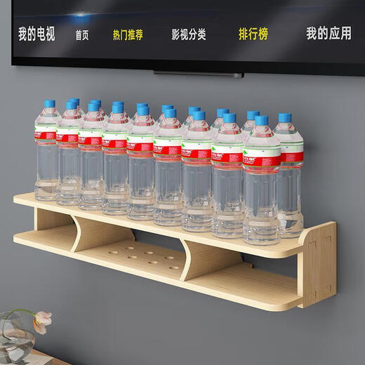 Youyun shelf solid wood punch-free router wireless wifi living room TV set-top box wall-mounted (pure solid wood) double-layer large 80 cm with accessories