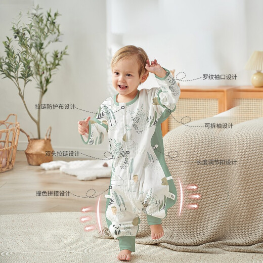 OUYUN baby split-leg sleeping bag, children's anti-kick quilt, bamboo cotton baby sleeping bag, summer thin toddler sleeping bag, spring ocean [four in the front and two in the back] M size recommended height 80-90cm (1.5-2.5 years old)