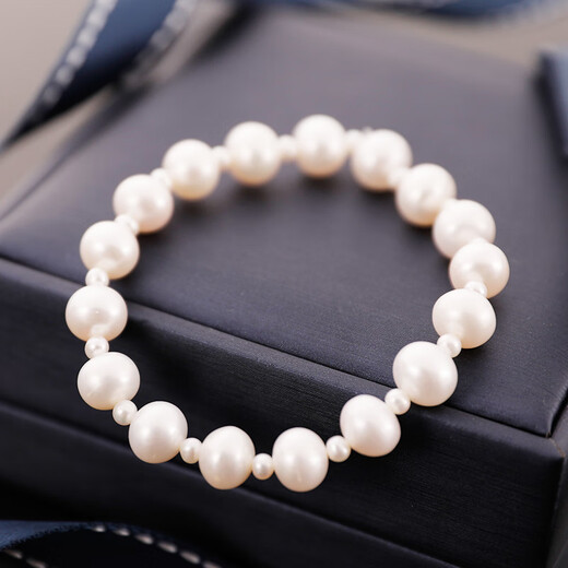 Drops of water form freshwater pearl bracelets, retractable elastic rope pearl bracelets, easy to wear and practical gifts, 3-4mm+7-8mm white pearls