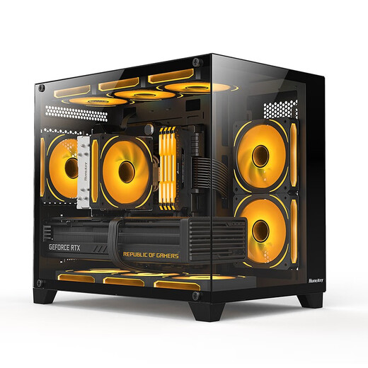 航嘉S960暴风雪全视版海景房电脑机箱台式主机m-atx白色360/240水冷920迷你4070 +棱镜4pro黑色风扇*9 单机箱（支持M-ATX主板/360水冷）