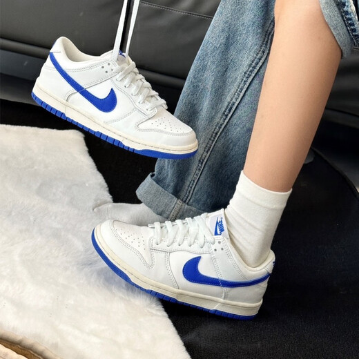 耐克（NIKE）女鞋 Dunk Low 摩卡咖啡巧克力色复古低帮休闲运动鞋防滑耐磨板鞋 DH9765-105 白蓝GS#送礼推荐 38