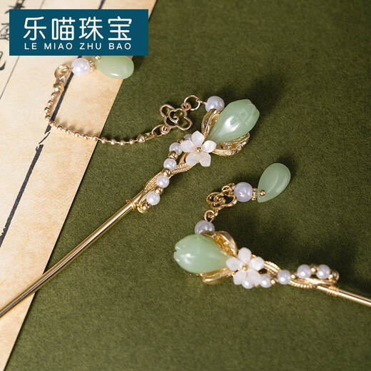 LEMIAO ancient style hairpin, pearl hairpin, daily versatile Hanfu, simple magic stick hairpin, Chinese style headdress, hair accessories for women, Ji Qing Muyun-short tassel A01-201