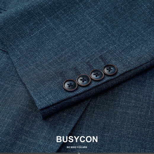 BUSYCON suit blue formal men's suit groom wedding dress formal high-end customized men's business casual suit blue top + vest + pants three-piece set 46