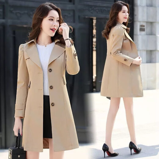 Prodigal son gossip [Light Luxury] Trench coat jacket for women mid-length spring and autumn 2023 autumn clothes new small person high-end temperament slim 689 meters white 2XL [Suggested 125-135Jin [Jin equals 0.5 kg]]
