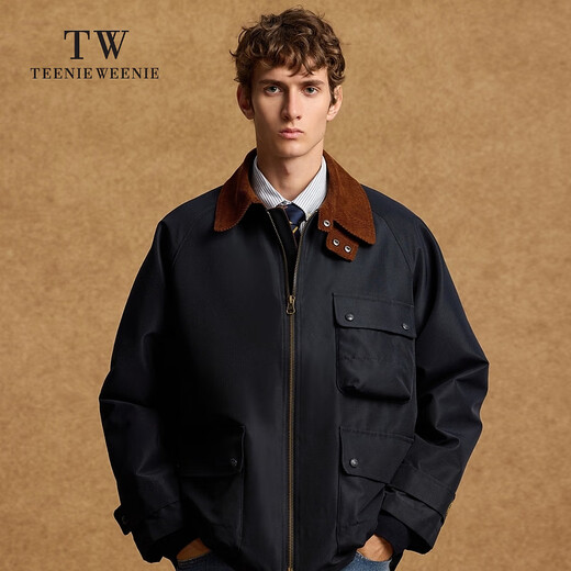 Teenie Weenie Bear Men's Autumn and Winter New Comfortable Simple Style Casual Jacket Men's Winter Lapel Warm Jacket Men Navy Blue L 175