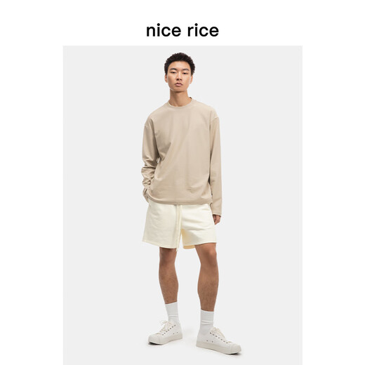 nice rice好饭 结构分割宽松380G全棉短裤[商场同款]NFC12043 脏粉色（380G） XL