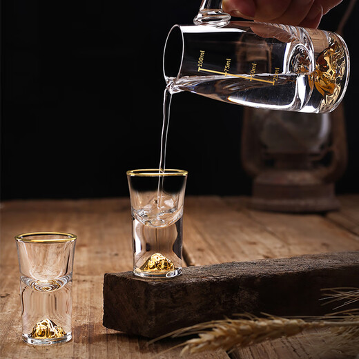 Flower Language Four Seasons Liquor Cup Wine Distributor Household Set One-cup Bullet Cup Light Luxury Glass Wine Set High-end Spirit Cup Goblet 6 Pots 6 Cups 1 Stand Blue Mountain Pot + Blue Mountain Cup