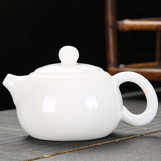 Jingdezhen mutton-fat jade white porcelain Kung Fu tea set for home living room simple modern office Dehua white porcelain tea cup 14-head mutton-fat jade Xishi teapot set (cup with words
