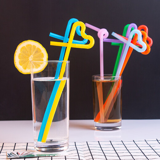 UO disposable straws bendable plastic for baby and children's food art straws 200 pieces UO-8291