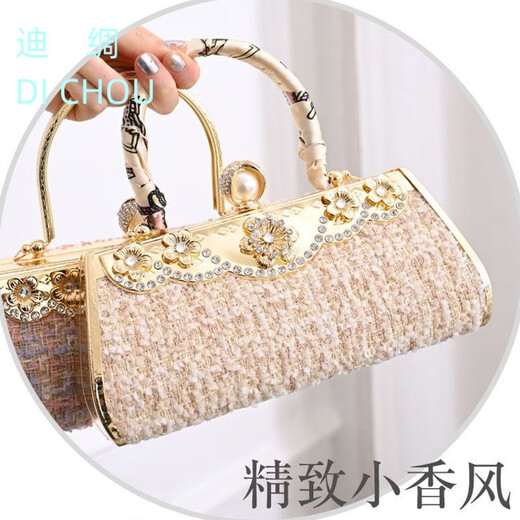 Di silk cheongsam matching bag socialite dinner clutch female banquet small bag with evening dress handbag evening party 6546 silver
