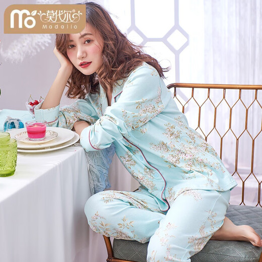MODAL 2025 Spring and Summer New Pyjamas for Women Pure Cotton Plus Fat plus grande taille Vêtements de maison à manches longues Set deux pièces pour l'usure extérieure 844 m