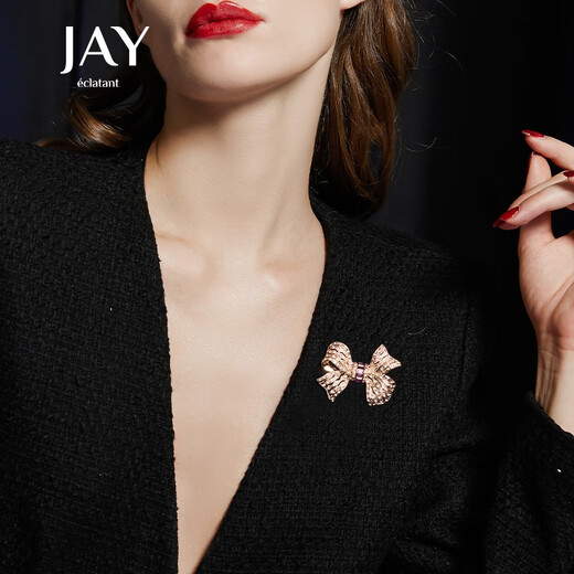 Jay bow brooch, high-end female corsage accessories, birthday gift for elder mother and mother-in-law, rose gold