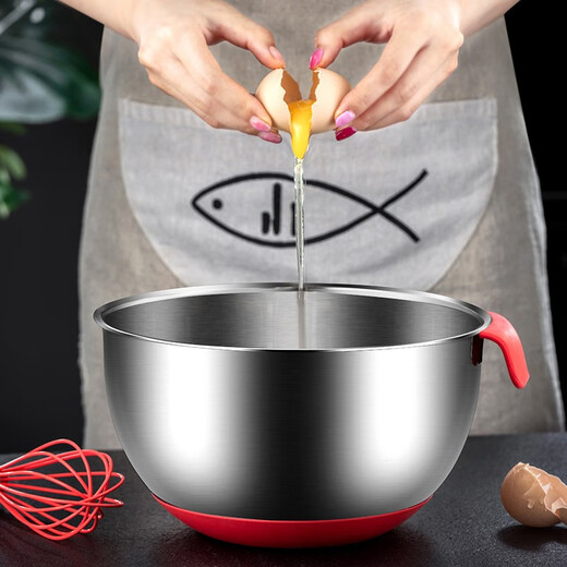 GNAS Silicone Bottom Egg Baking Baking 304 Basin en acier inoxydable Cuisine ménageuse avec poignée approfondissant les éclaboussures et le couvercle du bassin de pétrissage [diamètre de 16 cm, 1,5 L de capacité]