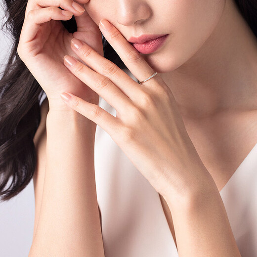 Liuguifu Jewelry Polished White 18K Gold Ring Color Gold Ring Diamond Ring Full Diamond Row Ring Engagement Proposal Birthday Gift K White No. 10 With Certificate + Can Be Engraved