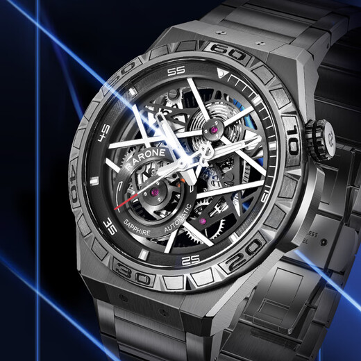 Renault (RARONE) New Year Gift Gemini Y National Watch Men's Mechanical Watch Skeleton Mechanical Watch Steel Strap Birthday Gift