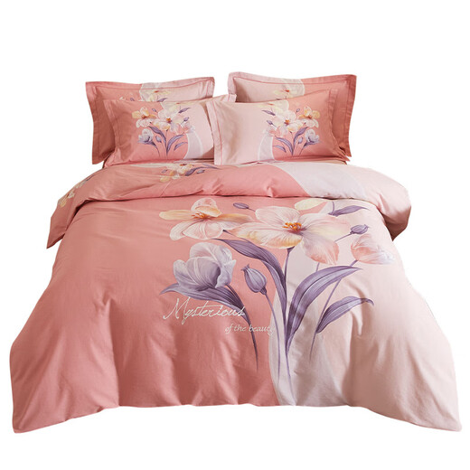 Nantong Home Textiles All-Cotton Active Large Version Flower Fur Wrinkled Four-Piece Set Pure Cotton Thickened Warm 4-Piece Set Flower and Leaf Man Dance 200*230
