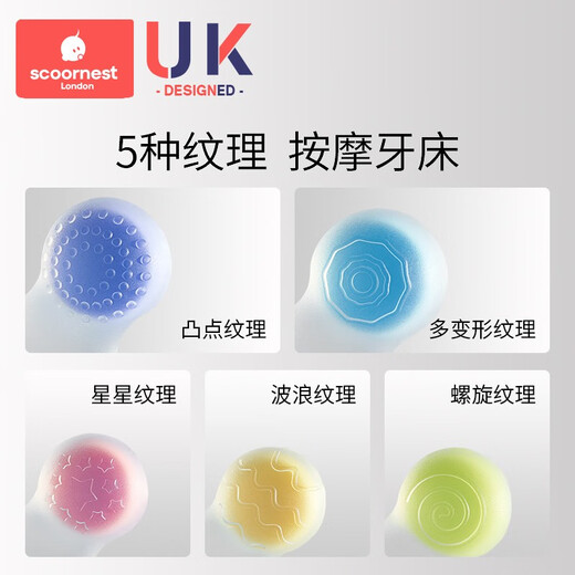 Scoornest Smiling Teether Baby Teething Toy Food Grade Silicone Boilable Anti-Eating Colorful Transparent Style (Anti-chain + Storage Box)