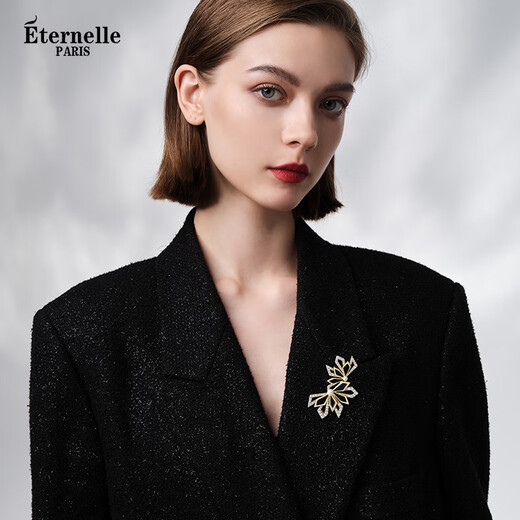 Eternelle French eternal black knight series brooch, high-end light luxury design, European and American corsage brooch, bright gold
