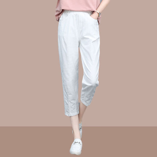 tzbt七分裤女夏季薄款新款时尚女装宽松哈伦休闲裤 爆690Q#黑色 M 【建议100斤以下】