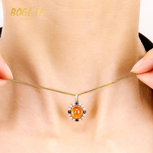 BOGLIA necklace for women Sri Lankan garnet large carat freshwater pearl 18 gold K pendant Valentine's Day gift for wife 3.98CT pendant