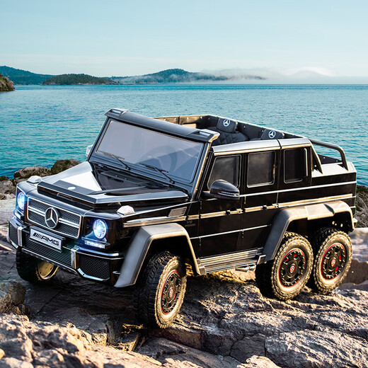 Jianhou extra large two-seater Mercedes-Benz children's electric car four-wheel drive remote control six-wheel car big G toy car pickup truck large black + four-wheel drive plastic wheels swing + dual batteries