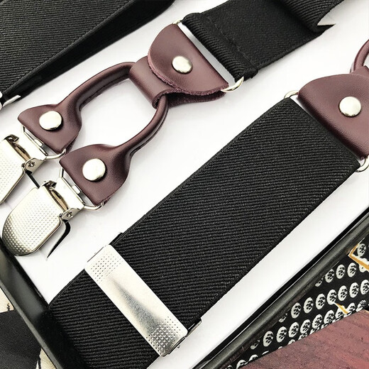 Feikawei Strap Pantalones de hombres en general Cinturón en forma de Y CLIP FORMUSE CORTE DEL CORTE DE SUSPENDIENTES FORMURAS CORTE DE CORTE DE MENTRAS Caja de regalo Black 6 Clip