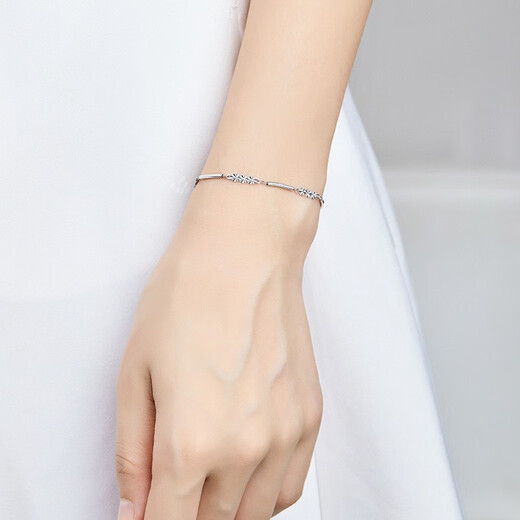 Luxury beads PT950 platinum bracelet for women summer platinum bestie bracelet for girls 2023 new ins niche design 19cm-4.09g