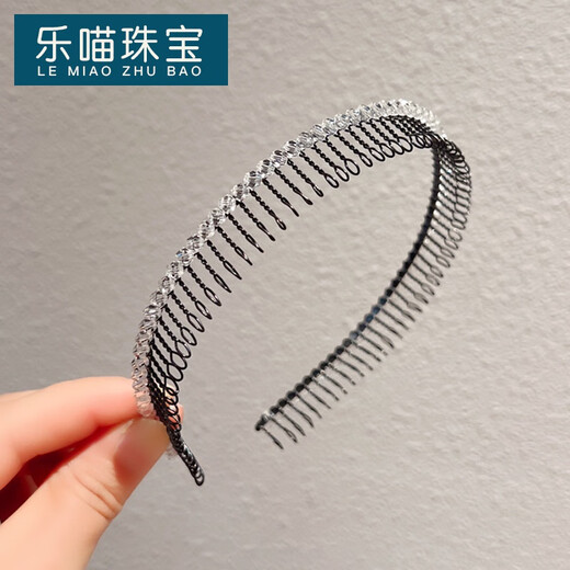 乐喵（LEMIAO）时尚新款气质带齿防滑发箍刘海碎发整理器韩国感压发头箍发卡七夕 LD473黑色  A29-302