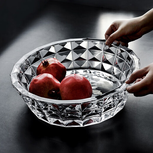 BOHEMIA Czech imported crystal glass fruit plate home gift fruit plate fruit bucket basin decoration light luxury home DIAMOND diamond fruit bucket 325mm