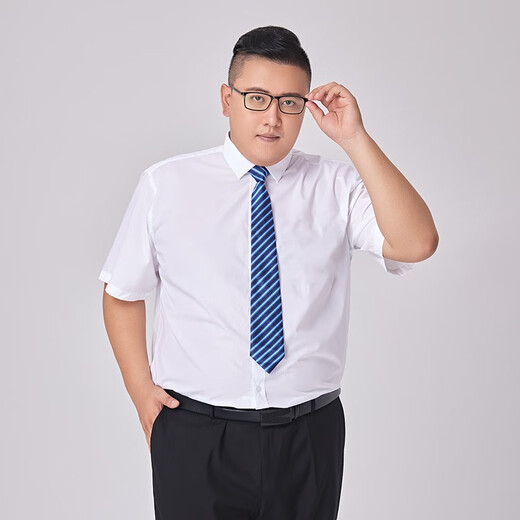 Xichen summer large size short-sleeved shirt men's plus size business casual no-iron loose bamboo fiber stretch formal shirt white 5XL 46 recommended (220-240Jin Jin equals 0.5 kg) Xichen summer large size short-sleeved shirt men's plus size business casual no-iron loose bamboo fiber stretch formal shirt white 5XL 46 recommended (220-240Jin Jin equals 0.5 kg)
