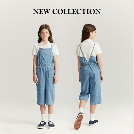 ELAND KIDS Summer New Product Girls Fashion Casual Loose Working Overalls Indigo Indigo/55 160 cm
