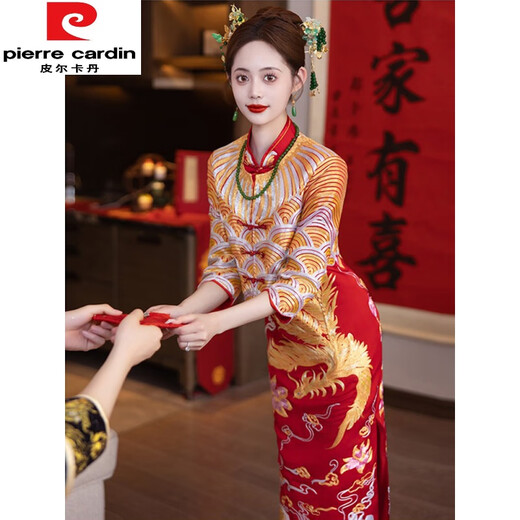 皮尔卡丹（pierre cardin）秀禾服婚服2025新款结婚敬酒礼服新娘龙凤褂中式嫁衣旗袍显瘦 XH1049星熠无头饰 M