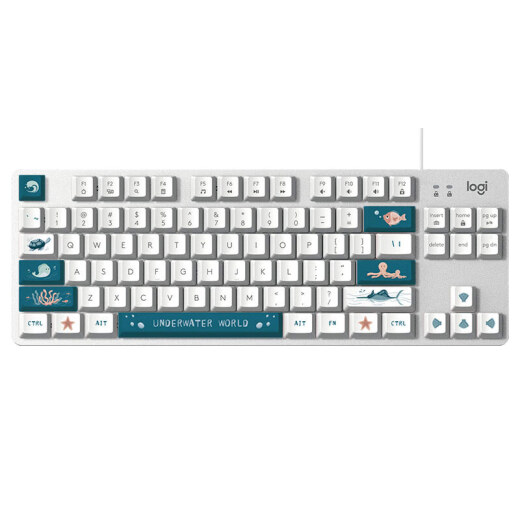 罗技（Logitech） K835 机械键盘84键 有线键盘 游戏电竞键盘 办公键盘 电脑键盘TTC K835海洋键帽版 青轴